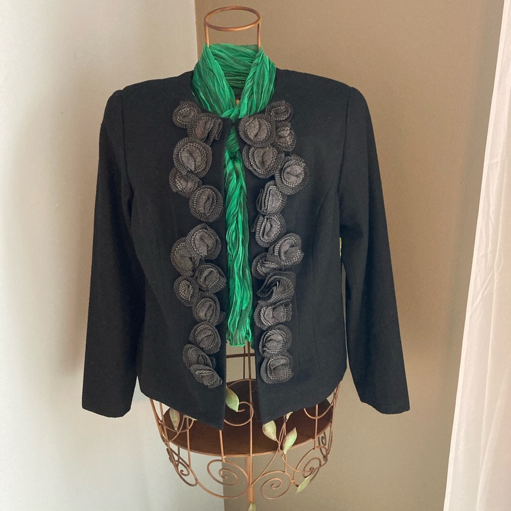 Coldwater Creek blazer black embellished rosettes